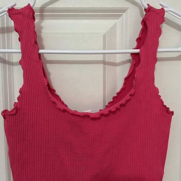 Nikibiki Ribbed Crop Tank Top Pink One Size - Picture 2 of 8